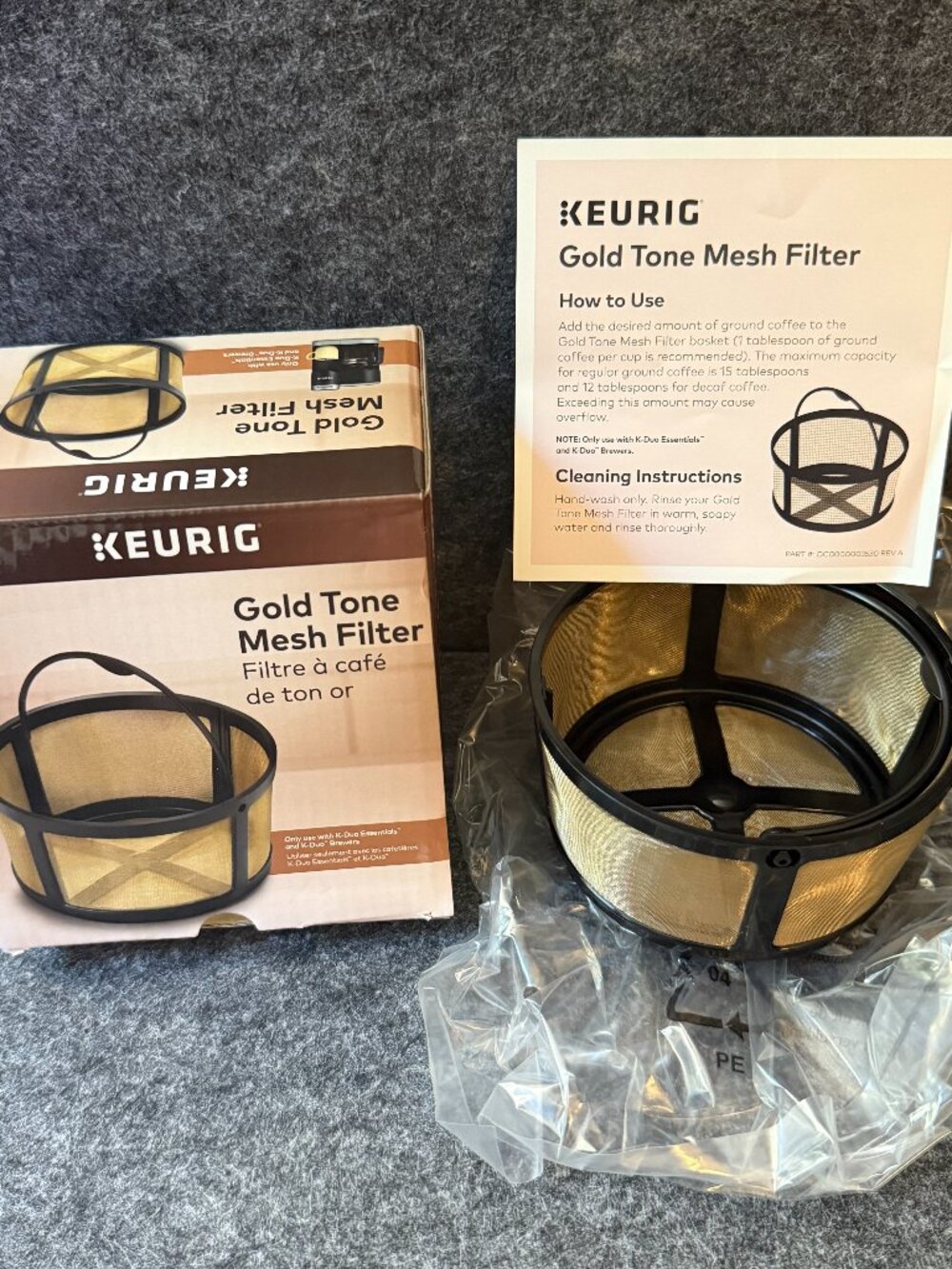 Keurig GOLD TONE MESH FILTER K-Duo Essentials Coffee Maker Filter